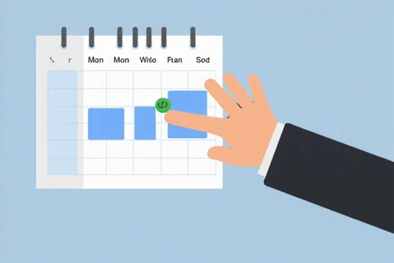 Mano che interagisce con un calendario digitale