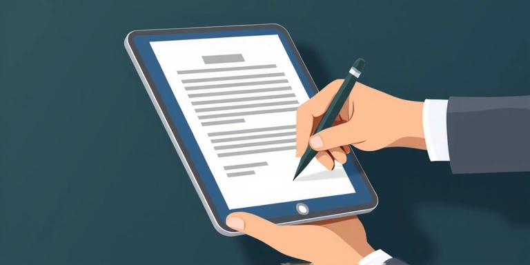 Persona che firma un contratto digitale.